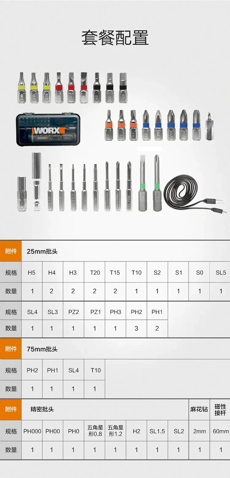 Toolvanalife™ WORX WX242 Smart Key - Rechargeable Tool with LED Light and Complete Kit